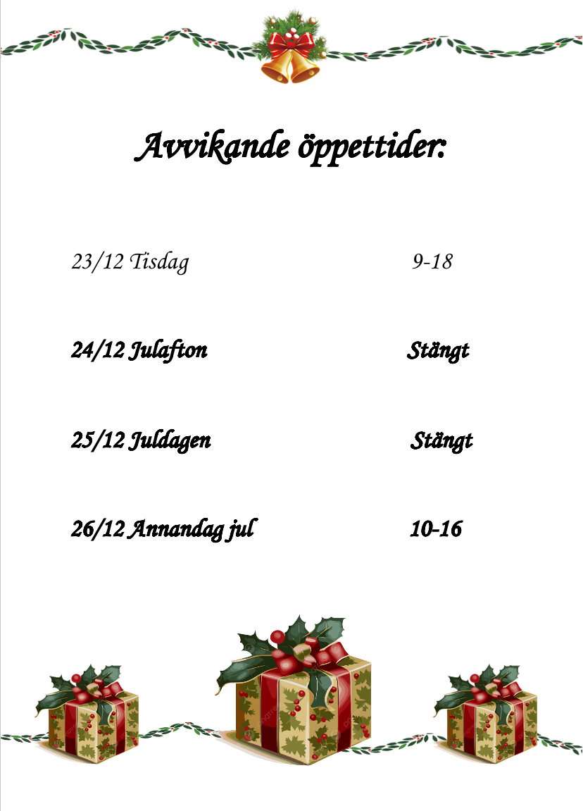 Avvikande öppettider