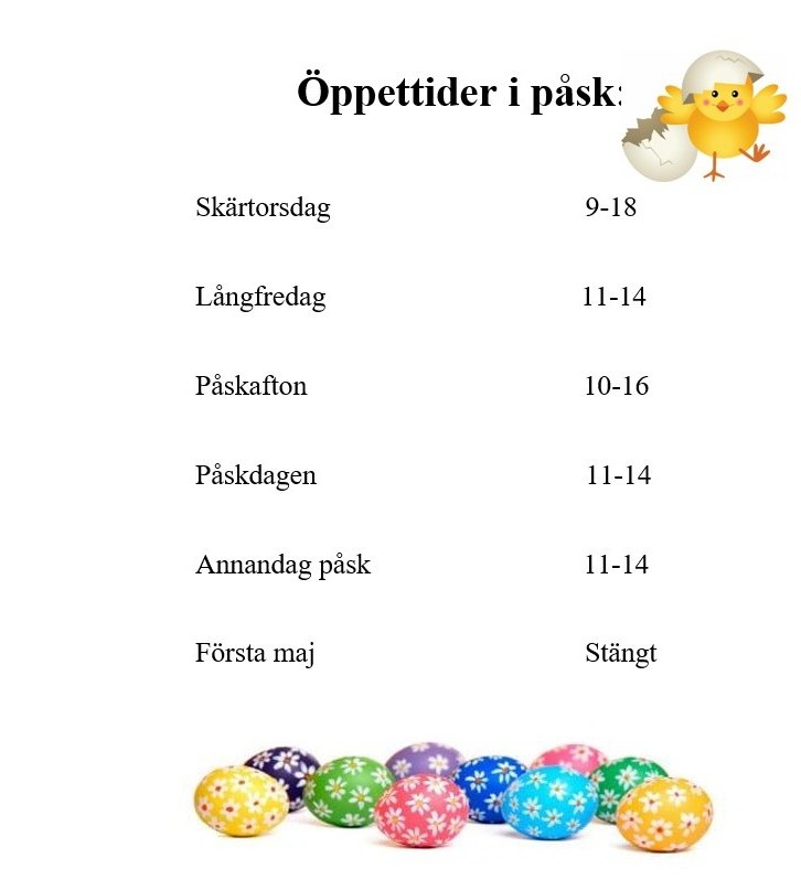 Vi har öppet hela påsken!